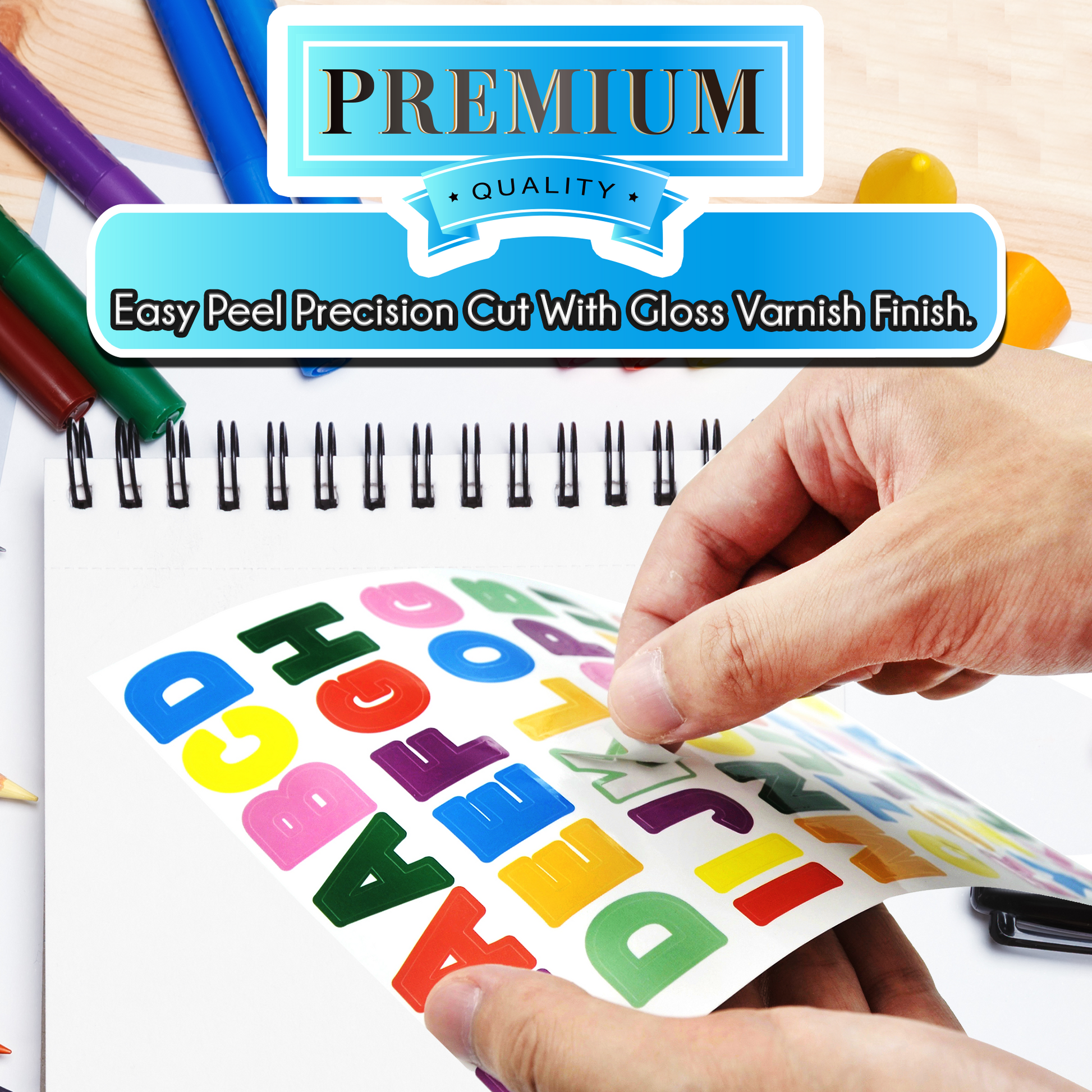 QUARKZMAN 440 stuks 8 vellen letterstickers, waterdicht vinyl QUARKZMAN 440 stuks 8 vellen letterstickers, waterdicht vinyl
